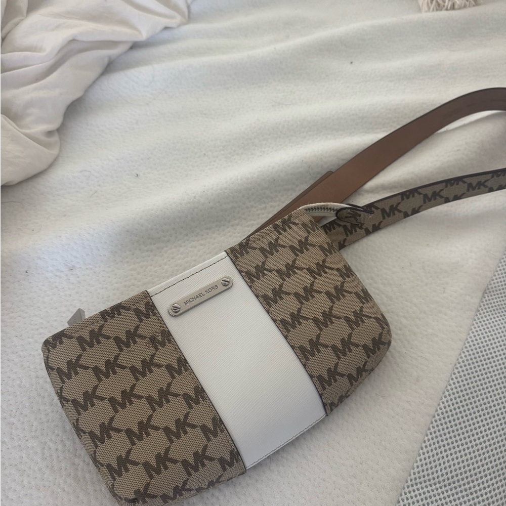 Michael Kors Brown and White Monogram Crossbody/BeltBag